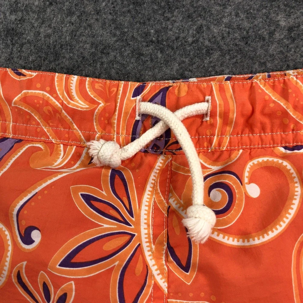 Peter Millar Mens Swim Trunks Large (Fits XXL) Orange Paisley Drawstring Regular
